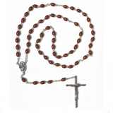 Brown Plastic Oval Bead Rosary