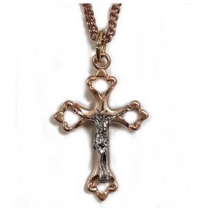 Rose Gold Two Tone Crucifix