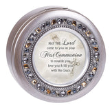 Round Jeweled First Communion Music Box