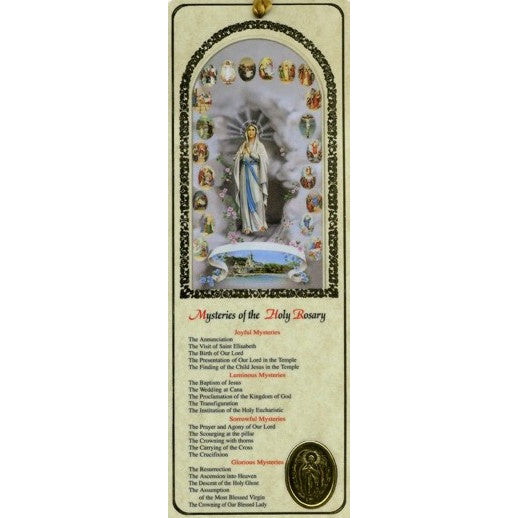 Our Lady of Lourdes Mysteries of the Holy Rosary Bookmark