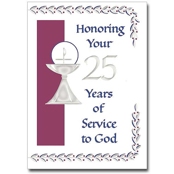 Honoring Your 25 Years of Service to God