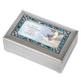 Silver and Blue Jeweled Confirmation Music Box