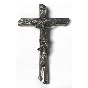 Silver Log Style Crucifix