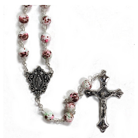Green & Red Marbled Rosary