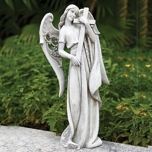 Angel Holding a Cross Outdoor Statue