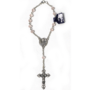 Pink Crystal St. Therese Auto Rosary