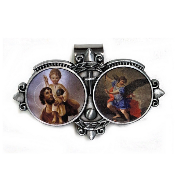 Saint Christopher & Saint Michael Visor Clip