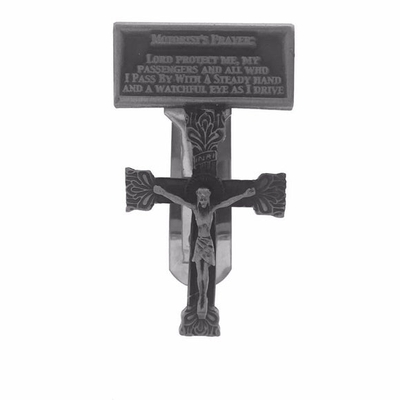 Crucifix w/ Motorist's Prayer Visor Clip