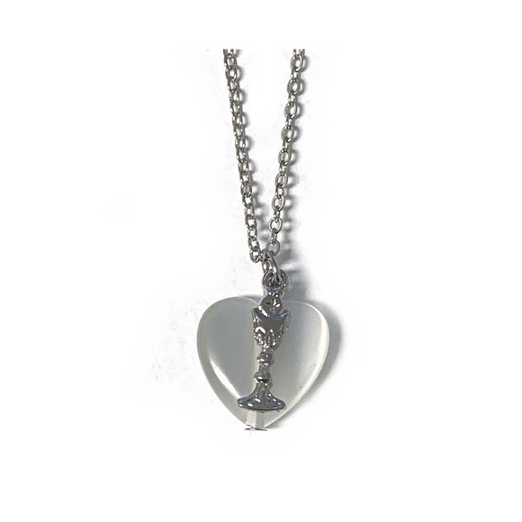 White Heart with Chalice Necklace