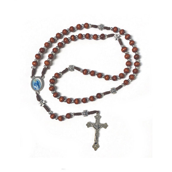 Brown Wood Cord Rosary